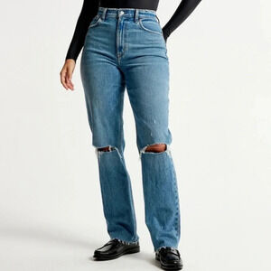 Abercrombie & Fitch The 90's Straight Ultra a high Rise Jeans Size 28 6 Long